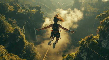  Girl doing bungee jumping