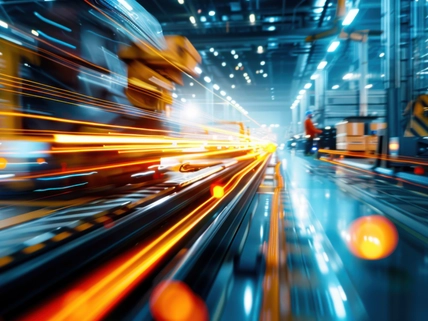 A panoramic view of a modern factory floor