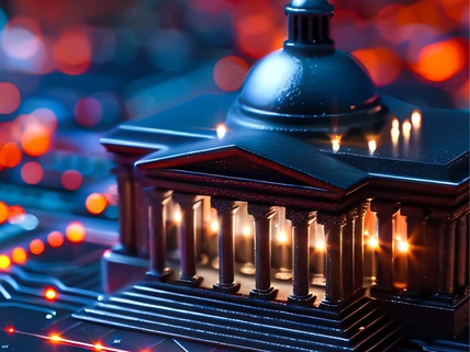 digital image of government building on micro chip